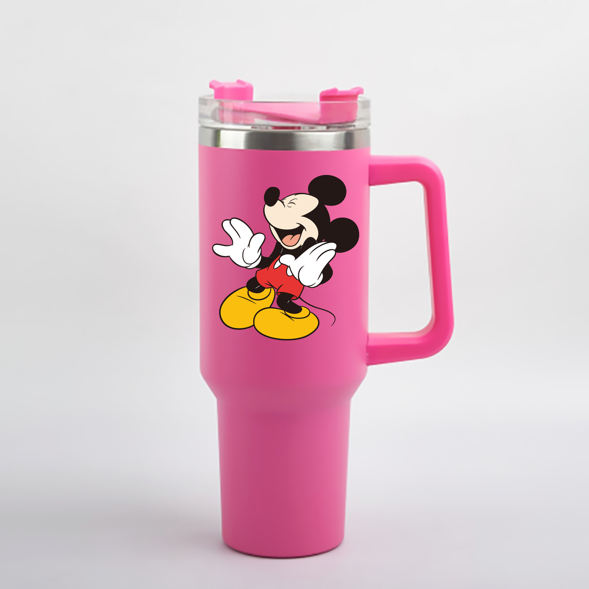 （画像用） ミッキーマウス Mickey Mouse 1200mL車用タンブラー - クリスタルステッカー（プラスチックストロー付き）
